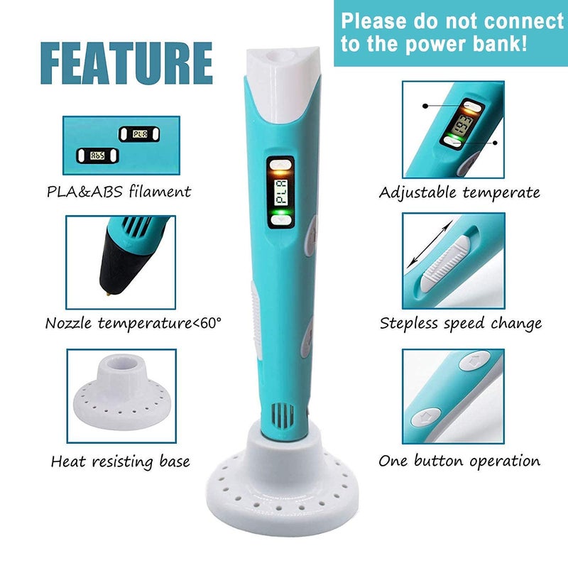 Mummy Please 【with USB】| 3D Printing Pen with LCD Display【10 Metre Each 20 Filaments Extra】【Pack of 1】 - Image 4