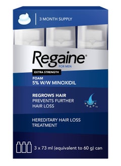 Regaine Men 5% Minoxidil Extra Strength Topical Hair Regrowth Foam 73Ml, Pack Of 3'S  - Image 1