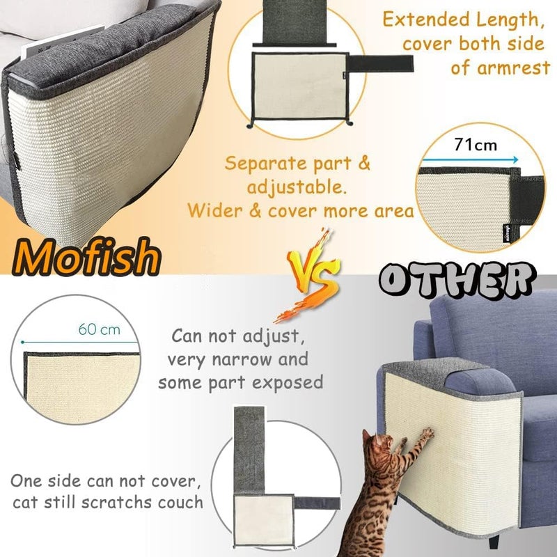 Mofish Large Cat Scratcher Couch Protector, All Inclusive Cat Anti-Scratch Pad, Natural Sisal Furniture Prevent From Cats - Corner Cat Scratcher for Sofas, Chairs (Dark grey left) - Image 2