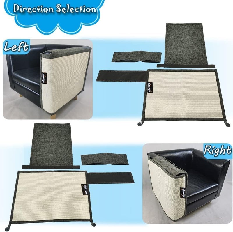 Mofish Large Cat Scratcher Couch Protector, All Inclusive Cat Anti-Scratch Pad, Natural Sisal Furniture Prevent From Cats - Corner Cat Scratcher for Sofas, Chairs (Dark grey left) - Image 5