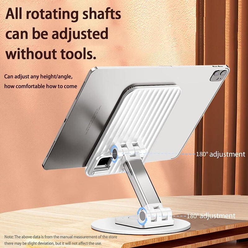 coku Mobile Stand for Desk 360° Rotation Height and Angle Adjustable Phone Holder for Table Foldable Desktop Mobile Holder for Home, Study & Video Shoot Fit for 4-10'' Smatphones (White) - Image 2