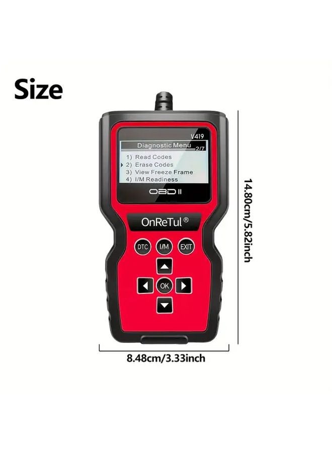 Red V419 ماسح OBD2 أداة تشخيص السيارات قارئ الشفرات ممحاة فحص جاهزية IM إعادة برمجة وحدة التحكم الإلكترونية - Image 4