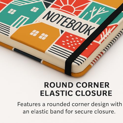 COI A5 Trendy Pattern Journal – 5.5×8.5 in Unlined Notebook with 192 Premium 80 GSM Pages, Elastic Band & Two Ribbon Bookmarks for Daily Planning & Sketching - Image 3