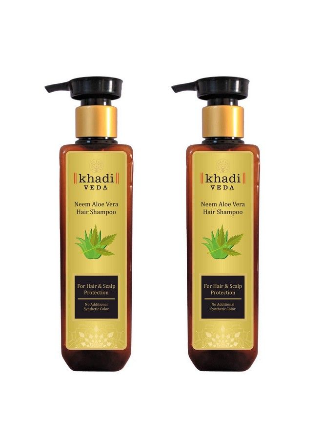 khadi veda Shampoo Neem Aloe Vera For Hair & Scalp Protection 200 Ml Pack Of 2. - Image 1
