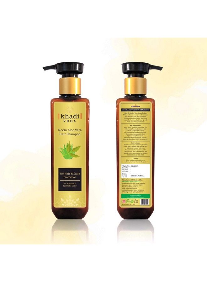 khadi veda Shampoo Neem Aloe Vera For Hair & Scalp Protection 200 Ml Pack Of 2. - Image 3