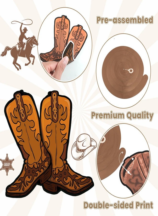 CHUNNIN 60 PCS West Cowboy Themed Party Hanging Swirls Wild Western Hanging Decorations Western Cowboy Boot Banner for Baby Shower Birthday Party Ceiling Decorations Supplies - Image 3