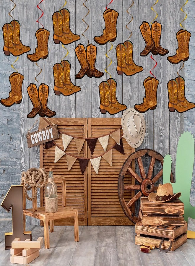 CHUNNIN 60 PCS West Cowboy Themed Party Hanging Swirls Wild Western Hanging Decorations Western Cowboy Boot Banner for Baby Shower Birthday Party Ceiling Decorations Supplies - Image 4