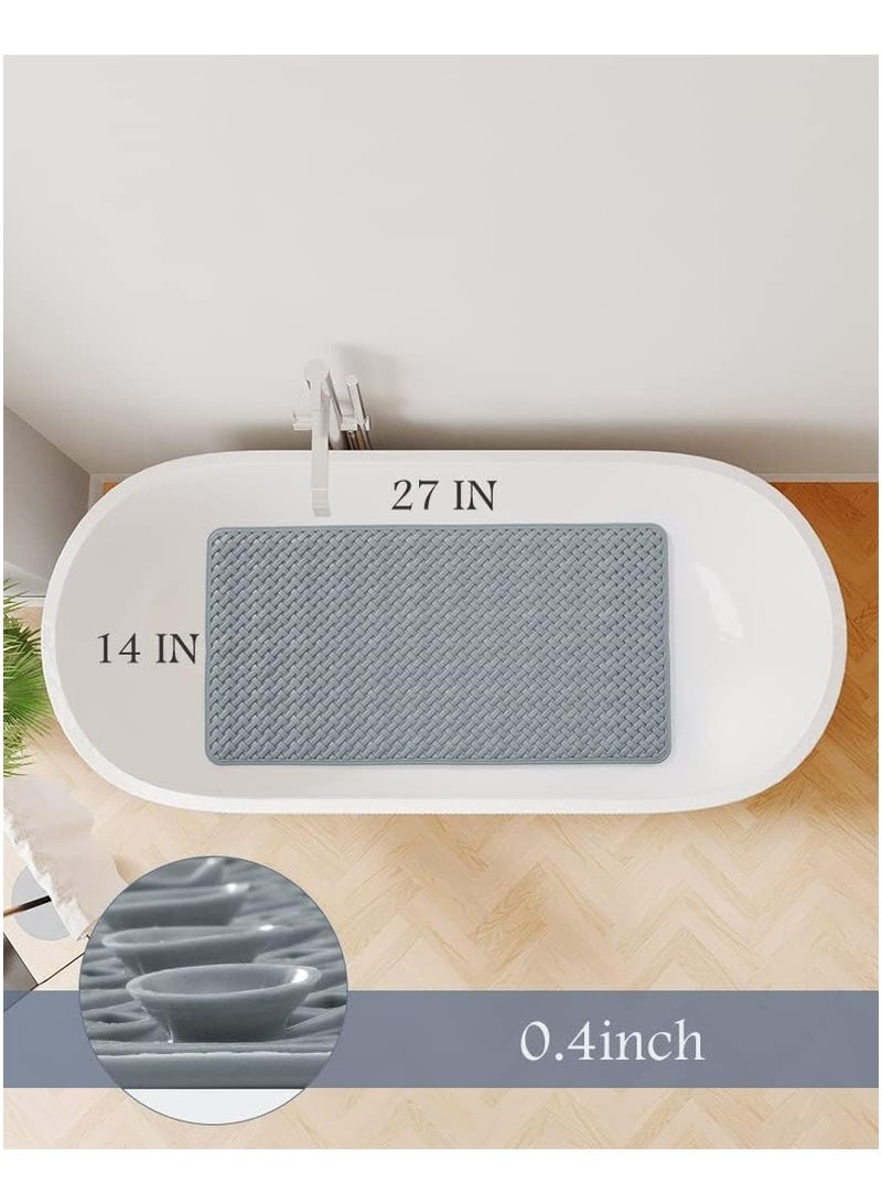 ساكن سجادة حوض استحمام غير قابلة للانزلاق مع أكواب شفط وفتحات تصريف، سجادة استحمام ناعمة قابلة للغسل في الغسالة وسجادة حمام مضادة للانزلاق لحوض الاستحمام للأطفال (36 × 69 سم رمادي) - Image 2