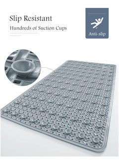 Cuken Bathtub Mat Non Slip with Suction Cups and Drain Holes, Soft Machine Washable Shower Mat Anti Slip Bath Mat for Tub for Kids (36x69cm Gray)  - Image 3
