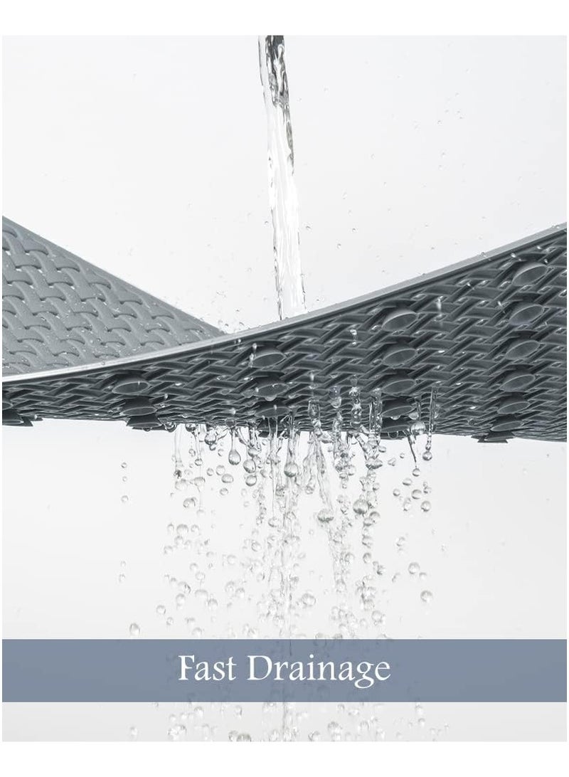 ساكن سجادة حوض استحمام غير قابلة للانزلاق مع أكواب شفط وفتحات تصريف، سجادة استحمام ناعمة قابلة للغسل في الغسالة وسجادة حمام مضادة للانزلاق لحوض الاستحمام للأطفال (36 × 69 سم رمادي) - Image 4