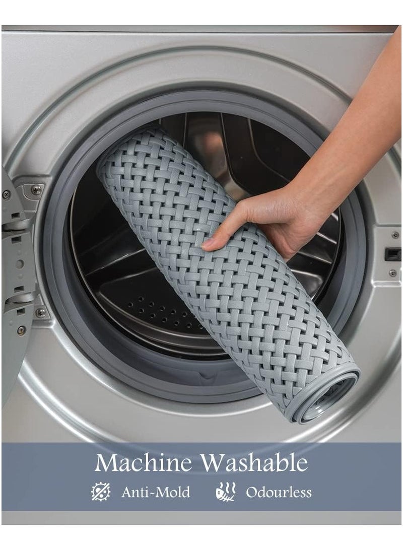 ساكن سجادة حوض استحمام غير قابلة للانزلاق مع أكواب شفط وفتحات تصريف، سجادة استحمام ناعمة قابلة للغسل في الغسالة وسجادة حمام مضادة للانزلاق لحوض الاستحمام للأطفال (36 × 69 سم رمادي) - Image 5