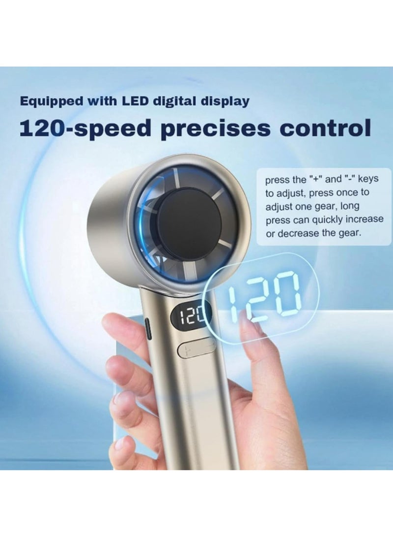 المحمولة مروحة صغيرة ، مع سرعة قابل للتعديل 1-120 USB-C القابلة لإعادة الشحن عالية السرعة مروحة الشخصية ، 1800mAh بطارية تعمل مروحة ذهبية - Image 5