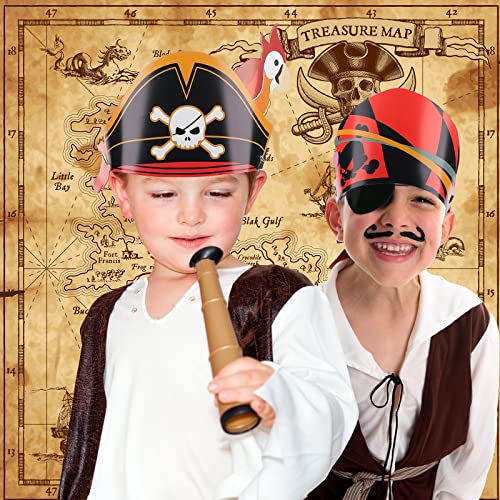 Funtery 48 Pcs Pirate Hat Halloween Pirate Party Accessories Kids Paper Costume Cap for Caribbean Cosplay Favors(Classic) - Image 4