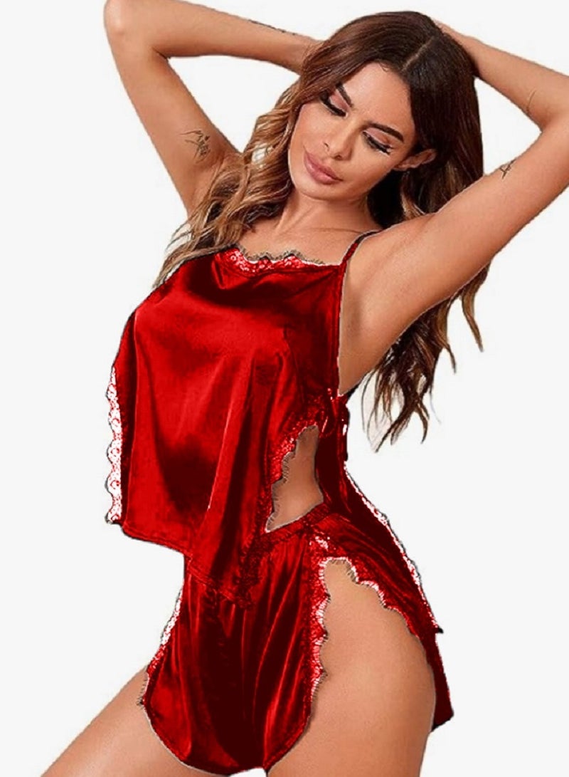 MANIKAN lingerie set as two pieces with lace edges and two side slits for women  - Image 1