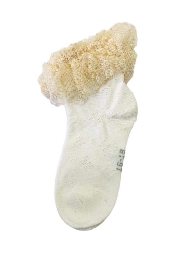 Freshfoot Cute and Colourful Organic Cotton Baby Girls Lace Socks -3 Pairs (4-5 Years) - Image 4