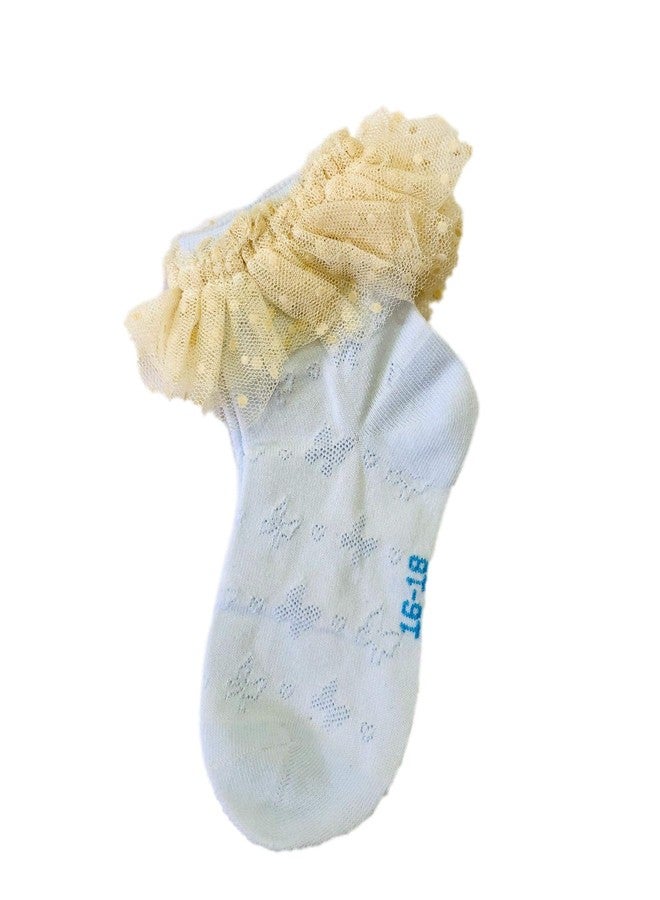 Freshfoot Cute and Colourful Organic Cotton Baby Girls Lace Socks -3 Pairs (4-5 Years) - Image 3