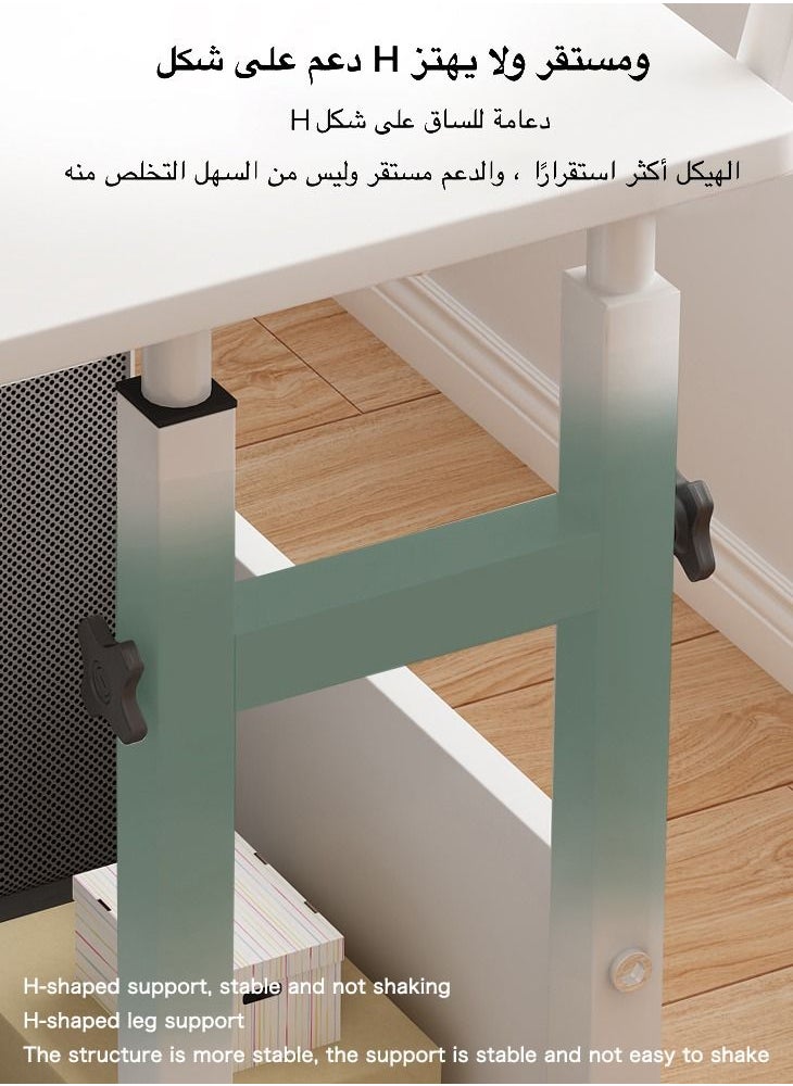 آن فش - 80*40*60-85 سم مكتب دراسة قابل للرفع بثلاث طبقات وطاولة كمبيوتر ومحطة عمل مع رف كتب ومكتب كتابة للطلاب المنزليين بارتفاع قابل للتعديل 60-85 سم - Image 1