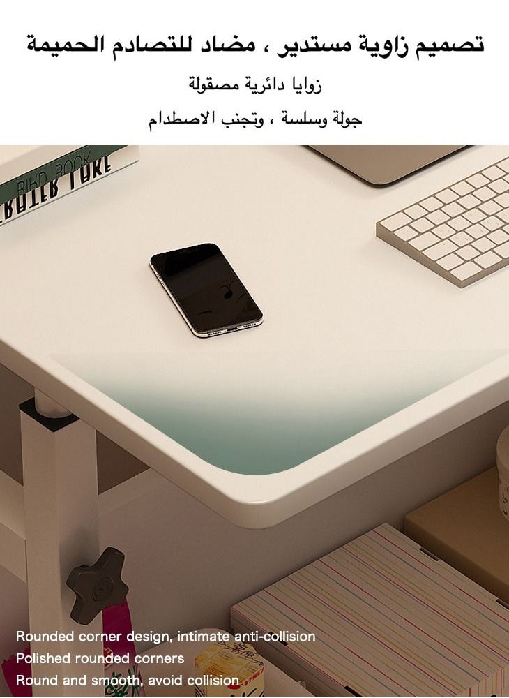 آن فش - 80*40*60-85 سم مكتب دراسة قابل للرفع بثلاث طبقات وطاولة كمبيوتر ومحطة عمل مع رف كتب ومكتب كتابة للطلاب المنزليين بارتفاع قابل للتعديل 60-85 سم - Image 1