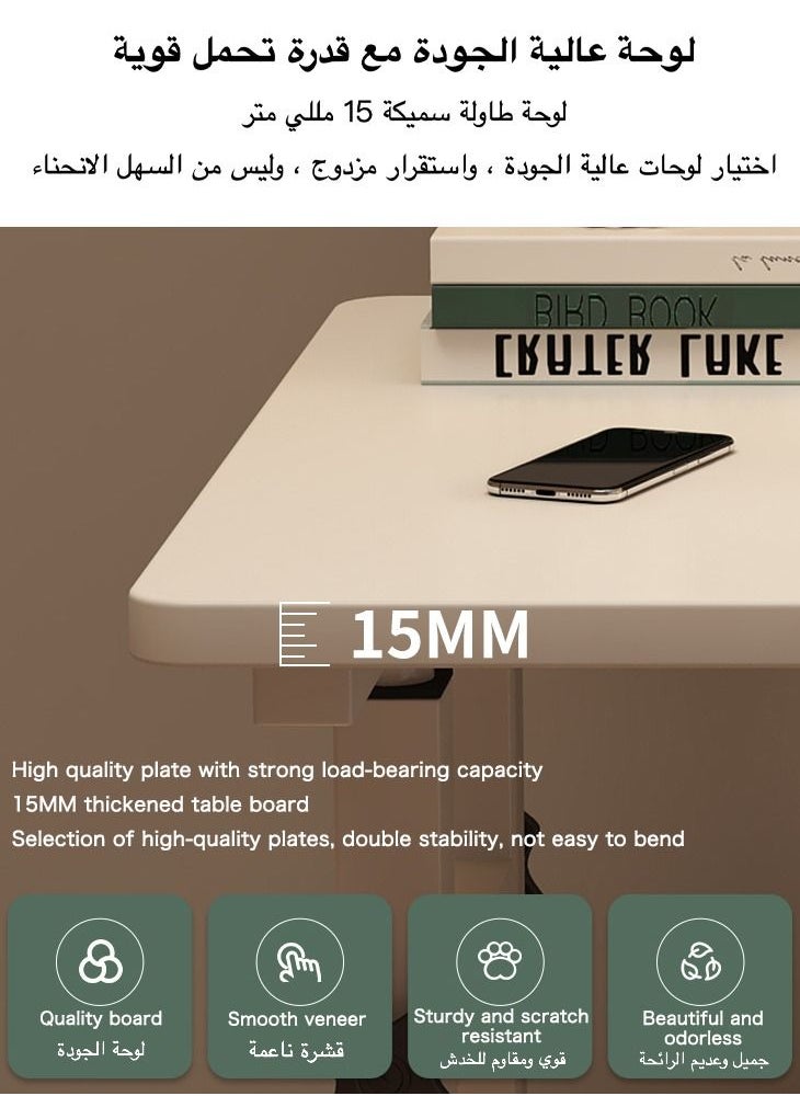 آن فش - 80*40*60-85 سم مكتب دراسة قابل للرفع بثلاث طبقات وطاولة كمبيوتر ومحطة عمل مع رف كتب ومكتب كتابة للطلاب المنزليين بارتفاع قابل للتعديل 60-85 سم - Image 1