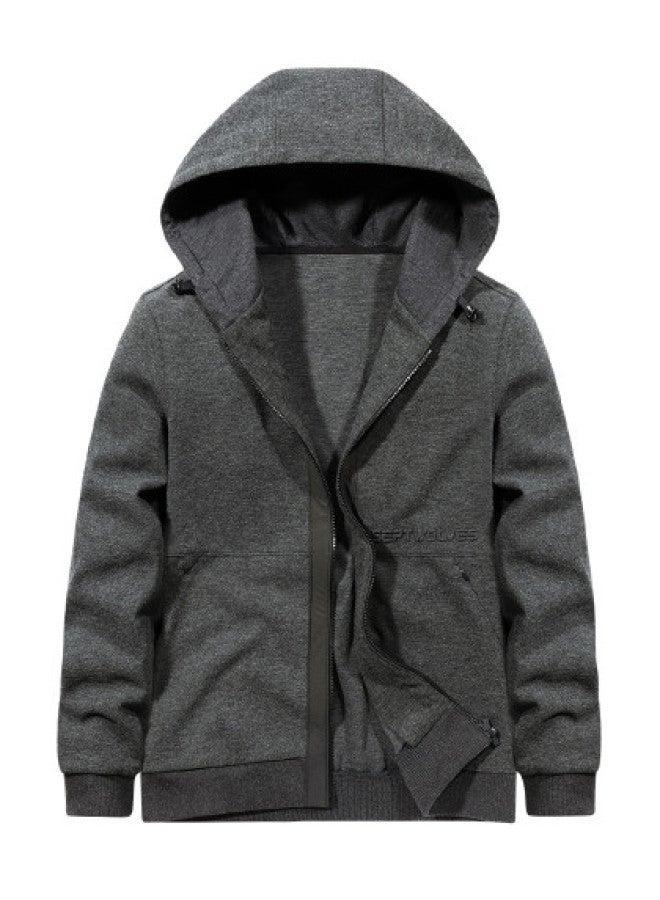 Septwolves Men's Cardigan Hoodie Spring And Autumn Outdoor Windproof Zippered Jacket, High-end Knitted Hooded Casual Top - Image 1