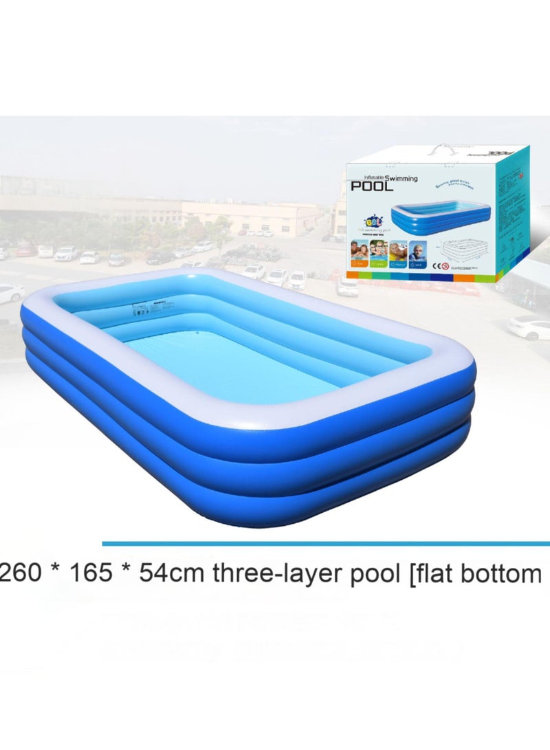 PVC Inflatable Swimming Pool Sturdy and Safe for Kids and Adults Giant Inflatable Rectangular Pool Family Lounging Kiddie Pool Stylish Rectangular Outdoor Play Pool Thickened Resistant Material  - Image 1