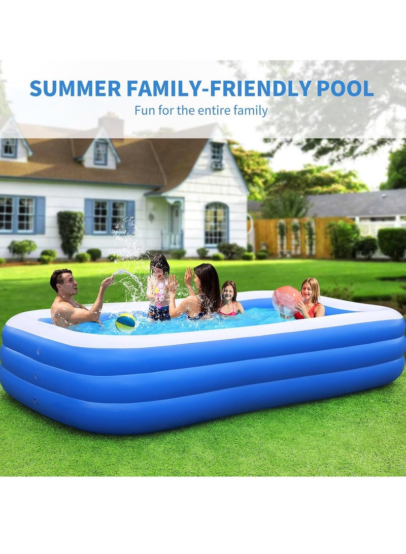 PVC Inflatable Swimming Pool Sturdy and Safe for Kids and Adults Giant Inflatable Rectangular Pool Family Lounging Kiddie Pool Stylish Rectangular Outdoor Play Pool Thickened Resistant Material  - Image 5