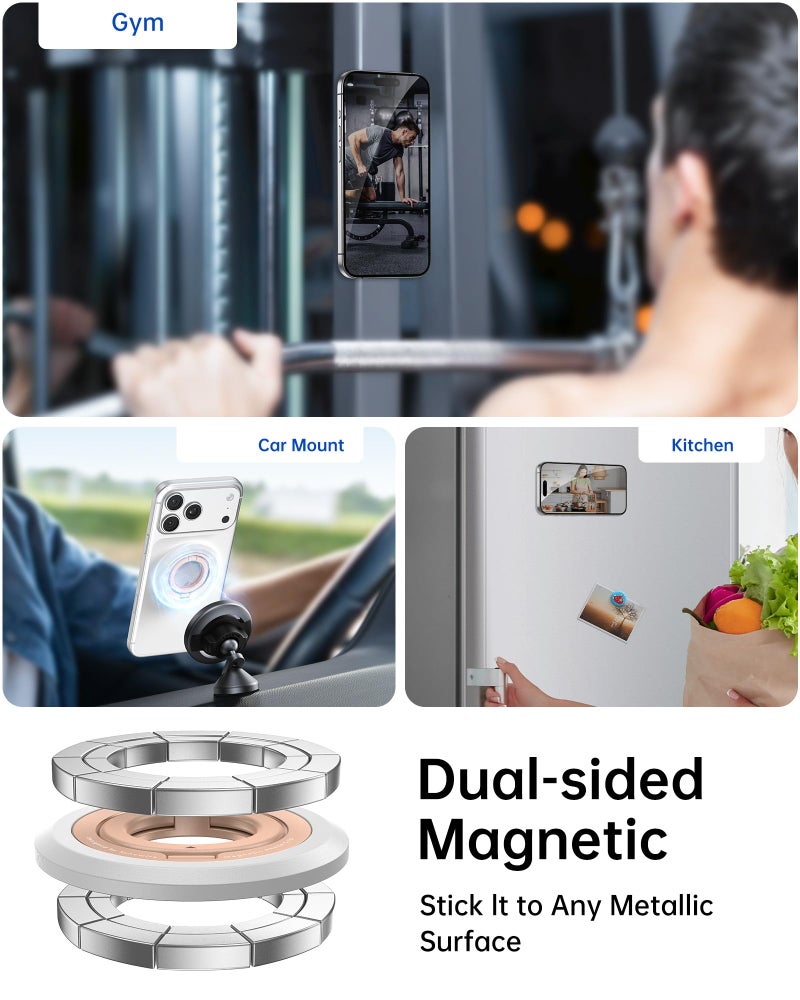 SYNCWIRE for MagSafe Ring Phone Holder, 360Â° Rotation Magnetic Cell Phone Grip Dual-Sided Magnets Phone Ring Kickstand Compatible with iPhone 17 16 15 14 13 12 Pro Max MagSafe, Android, Samsung etc. - Image 4