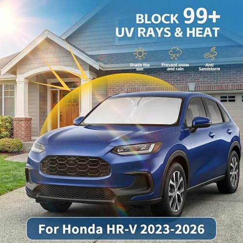AuyNeas Windshield Sun Shade for Honda HR-V 2023 2024 2025 2026 Front Window Shade Custom Fit HRV Accessories Sun Visor Foldable Shade Blocks UV Rays Summer Must Have Car Accessories - Image 2