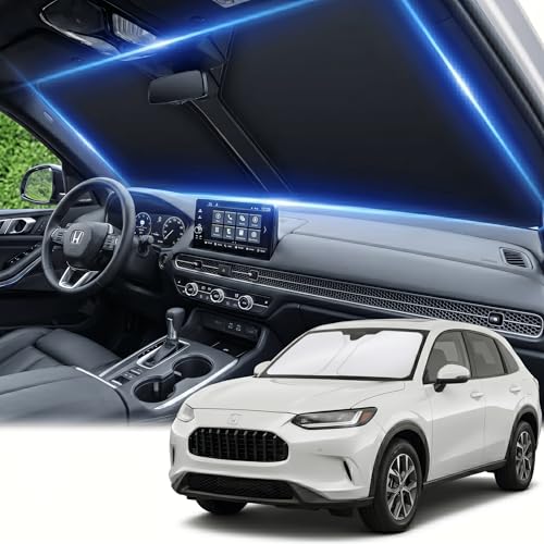AuyNeas Windshield Sun Shade for Honda HR-V 2023 2024 2025 2026 Front Window Shade Custom Fit HRV Accessories Sun Visor Foldable Shade Blocks UV Rays Summer Must Have Car Accessories - Image 1