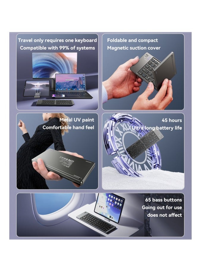 KB27 BT5.0 65 Bass Buttons Magnetic Ultra Long Battery Life BT Folding Small Keyboard - Image 3