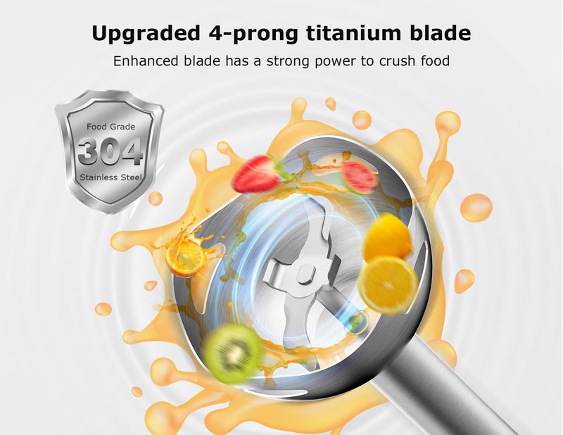 Bonsenkitchen Hand Blender, Immersion Blender with 2 Mixing Speed, Portable Electric Handheld Stick Mixer with Stainless Steel Blades for Soup, Smoothie, Puree, Baby Food, Red - Image 4