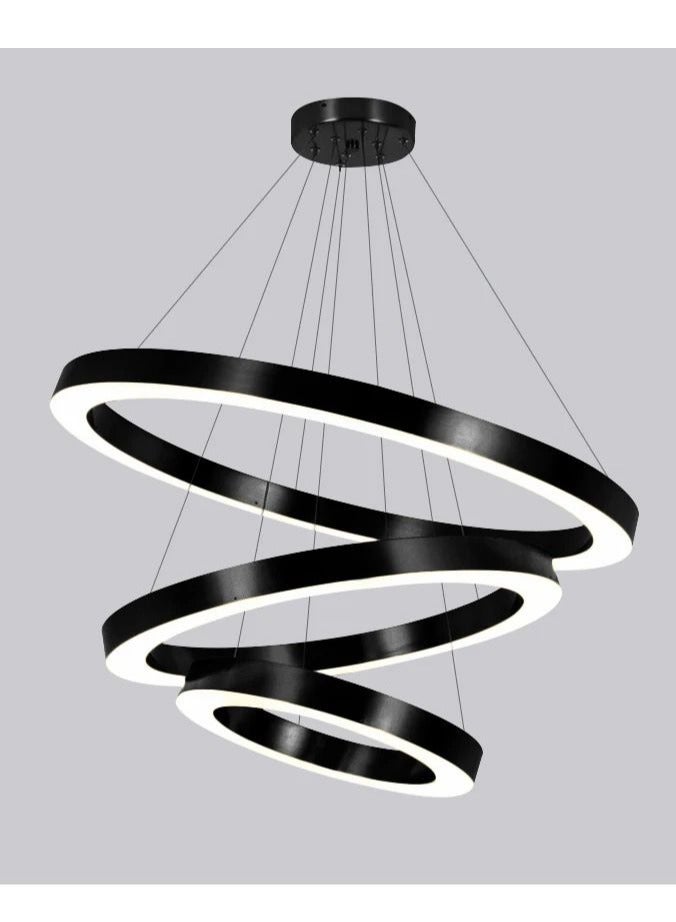 ثريات سقف اسود ثلاث حلقات دائري مقاس الحلقات 60-40-25 سم  متعدد التصميم ثلاث اضاءات - Image 3