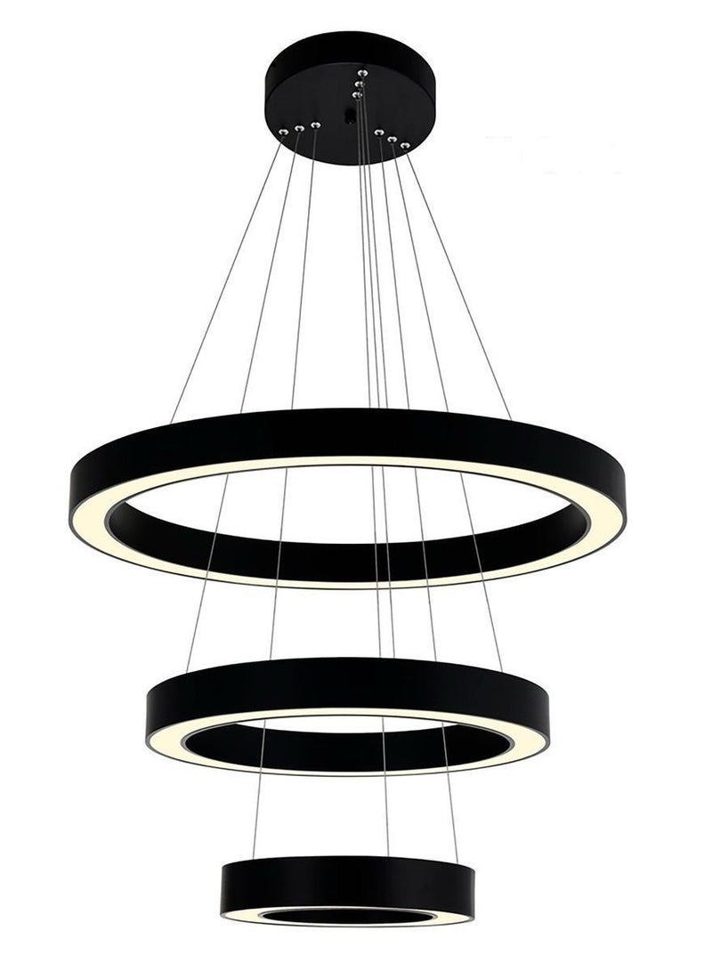 ثريات سقف اسود ثلاث حلقات دائري مقاس الحلقات 60-40-25 سم  متعدد التصميم ثلاث اضاءات - Image 2