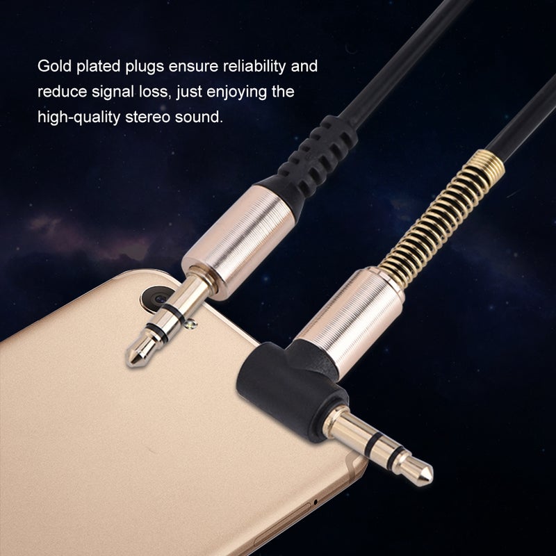 3.5mm Male to Male Spring Aux Cable L shaped & I shaped Retractable Cord for Car Audio Earphone - Image 2