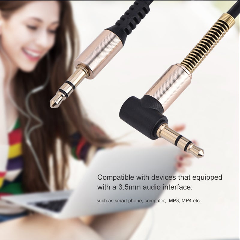 3.5mm Male to Male Spring Aux Cable L shaped & I shaped Retractable Cord for Car Audio Earphone - Image 4