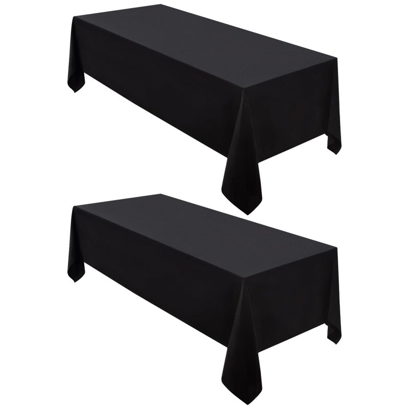 Surmente 2 Pack Black Tablecloth 60 x 102inch Rectangular Polyester Table Cloth for Weddings Banquets or Restaurants