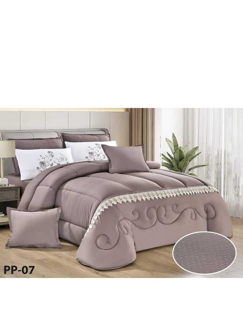 Moon Summer Bedspread 8 Pieces Two Doubles Elegant Design With Lace Line Suitable For a Bed Size Of 200x200 And a Quilt Size Of 230x250 CM  - Image 1
