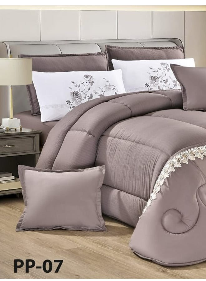 Moon Summer Bedspread 8 Pieces Two Doubles Elegant Design With Lace Line Suitable For a Bed Size Of 200x200 And a Quilt Size Of 230x250 CM  - Image 2