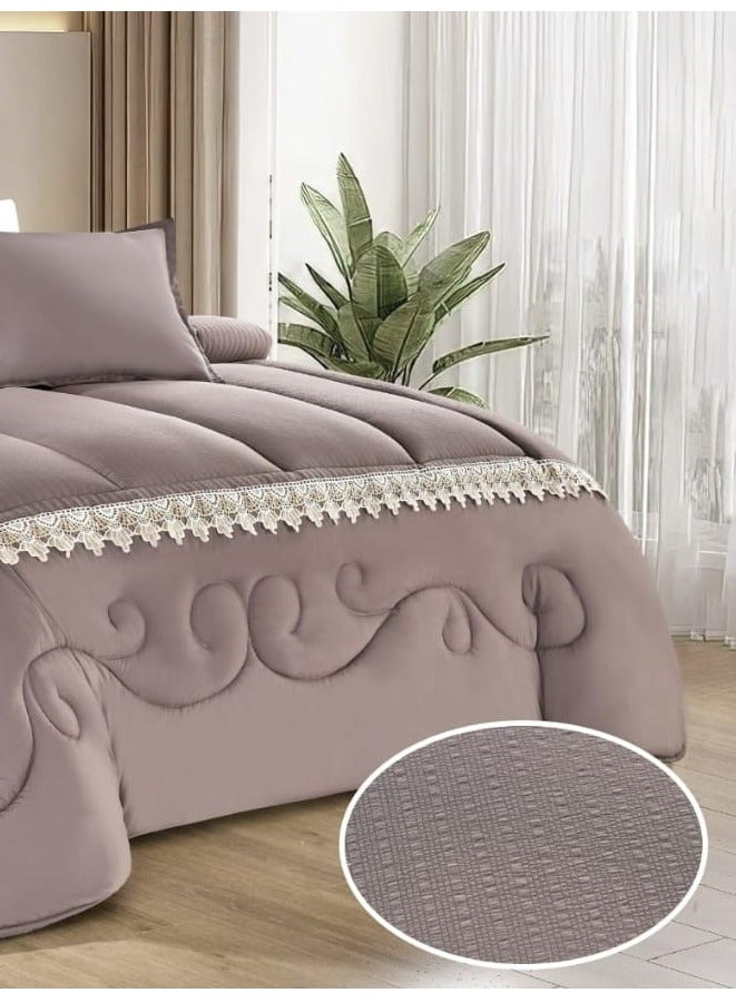 Moon Summer Bedspread 8 Pieces Two Doubles Elegant Design With Lace Line Suitable For a Bed Size Of 200x200 And a Quilt Size Of 230x250 CM  - Image 3