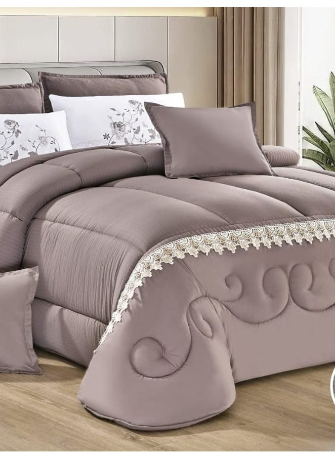 Moon Summer Bedspread 8 Pieces Two Doubles Elegant Design With Lace Line Suitable For a Bed Size Of 200x200 And a Quilt Size Of 230x250 CM  - Image 4