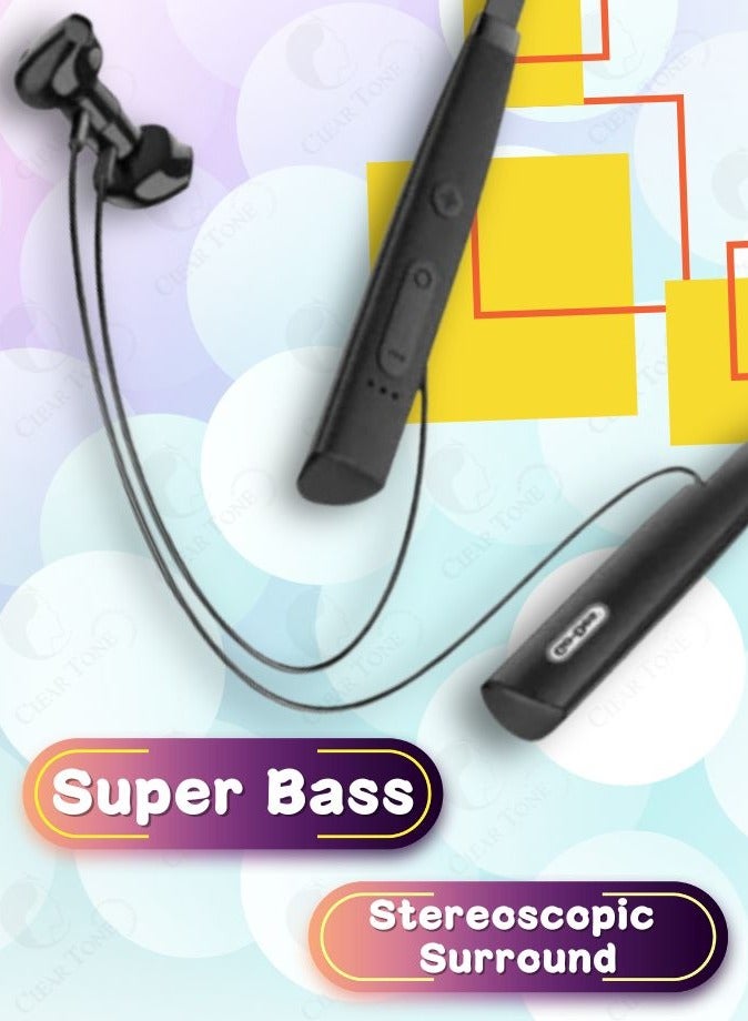 Go-Des Wireless Bluetooth Neckband Earphones | Upto 30-Hour Music Usage | 200 Hours Standby Time | HiFi Super Bass Sound | Built In Mic | Light Weight Ergonomic Design | Black Color - Image 4