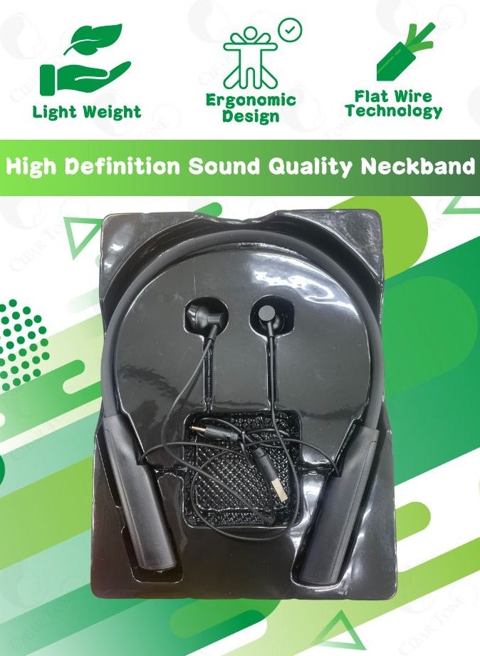 Go-Des Wireless Bluetooth Neckband Earphones | Upto 30-Hour Music Usage | 200 Hours Standby Time | HiFi Super Bass Sound | Built In Mic | Light Weight Ergonomic Design | Black Color - Image 5