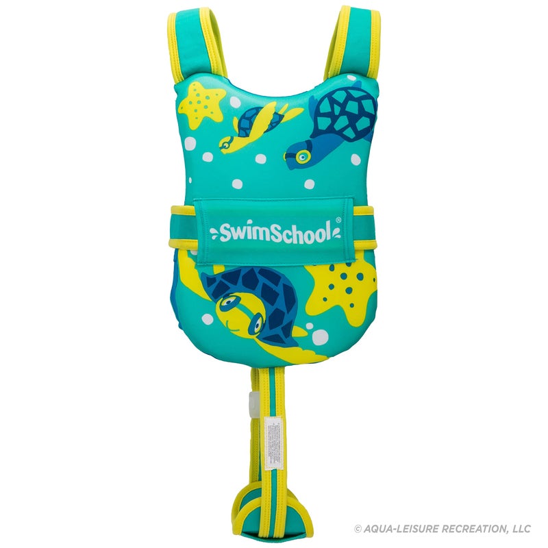 SwimSchool Swim Trainer Vest with UPF50 Shoulder Sleeves, Stretchable Fabric, Flex-Form Design, Adjustable Safety Strap, Medium/Large, Up to 50 Lbs., Blue/Orange,AZO20938BL - Image 4