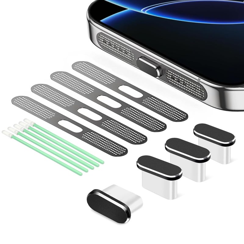 Goweewon USB C Dust Plug, 4 Pack USB C Port Cover, Type C Charging Port Plug Cover with Speaker Dust Cover, Phone Accessories for iPhone 17, iPhone 15/16/16 Plus/16 Pro/16 Pro Max - Image 1
