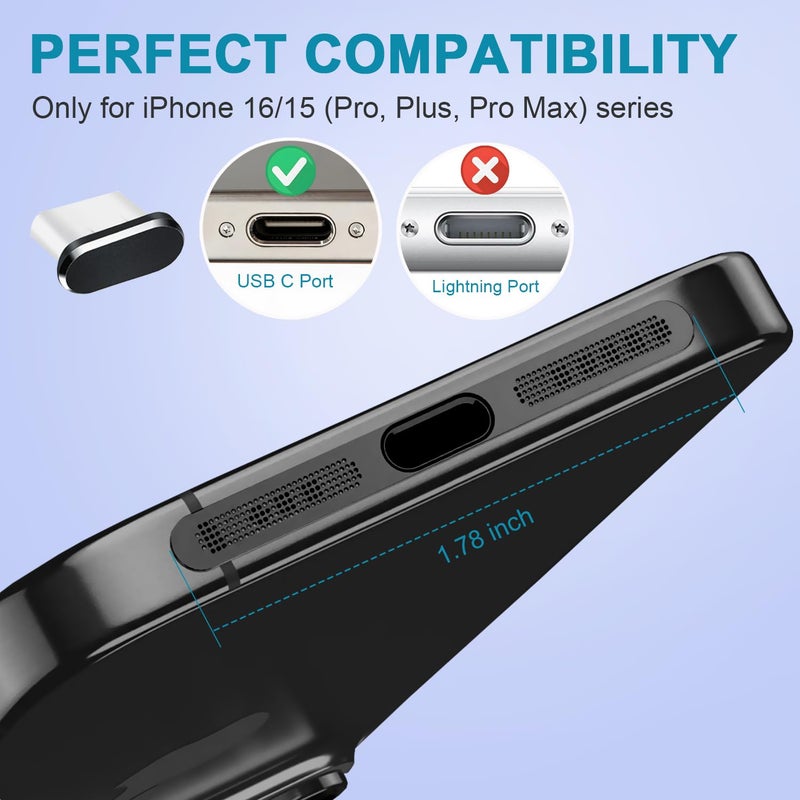 Goweewon USB C Dust Plug, 4 Pack USB C Port Cover, Type C Charging Port Plug Cover with Speaker Dust Cover, Phone Accessories for iPhone 17, iPhone 15/16/16 Plus/16 Pro/16 Pro Max - Image 5