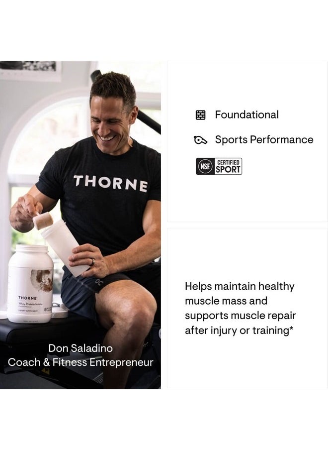 Thorne Whey Protein Isolate - 21 Grams of Easy-to-Digest Whey Protein Powder - NSF Certified for Sport - Chocolate Flavored - 31.9 Ounces - 30 Servings  - Image 4