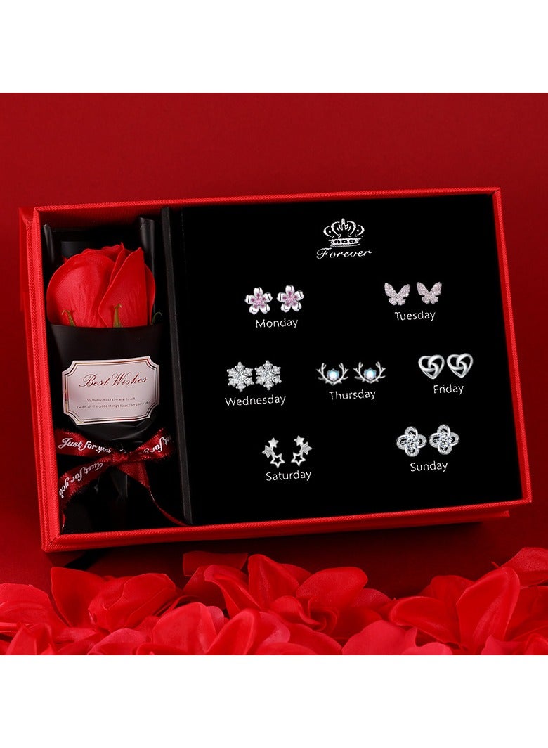Mark Fairwhale One Week Earring Set Inlaid With Micro Zirconia Fashion Week Earrings 