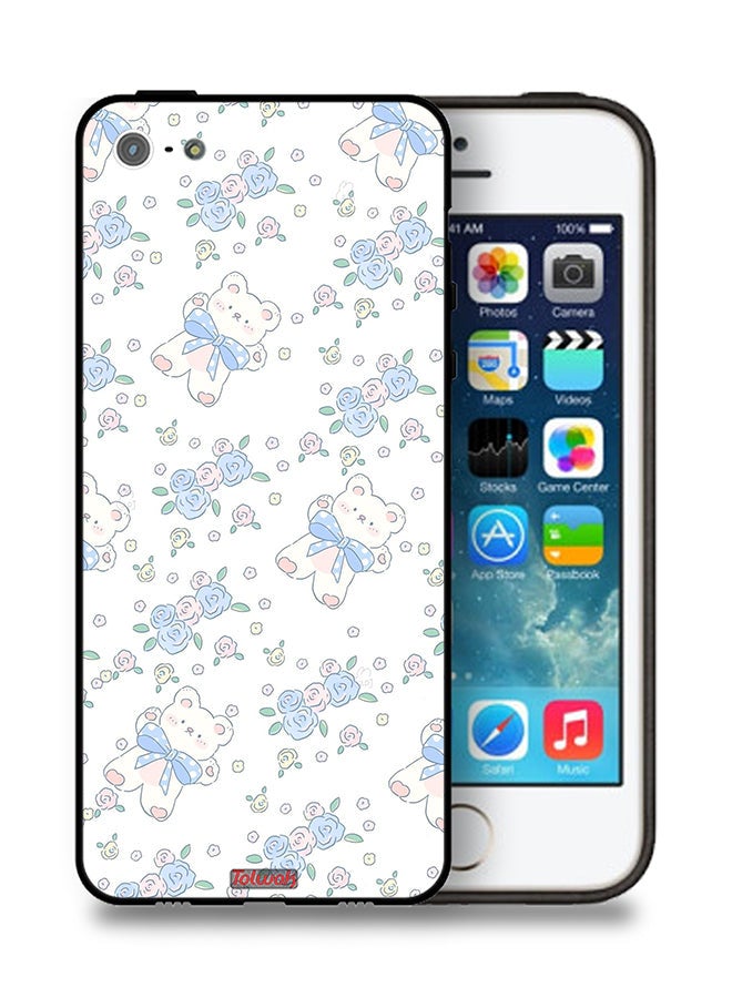 Tolwak Apple iPhone 5/5s/SE Protective Case Cute Teddy Bear And Flowers Icon - Image 1