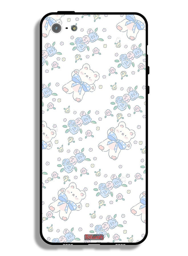 Tolwak Apple iPhone 5/5s/SE Protective Case Cute Teddy Bear And Flowers Icon - Image 2