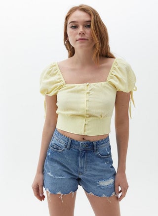Women Yellow Square Neck Puff Sleeve Blouse - pzsku/Z78F230A6D21A56F850B3Z/45/_/1666794283/e4c9868d-1969-4003-890c-d9417093512e